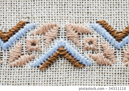 Element handmade embroidery on linen. 34311118