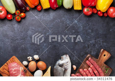 Vegetables, fish and meat cooking 34311476