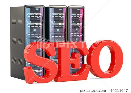 Computer Server Racks, SEO concept. 3D rendering 34311647