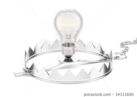 Trap with lightbulb, 3D rendering 34311680