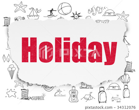 Vacation concept: Holiday on Torn Paper background 34312076