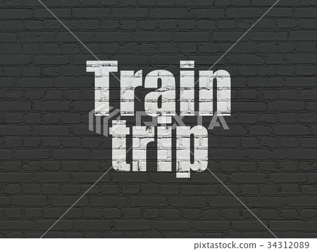 Travel concept: Train Trip on wall background 34312089