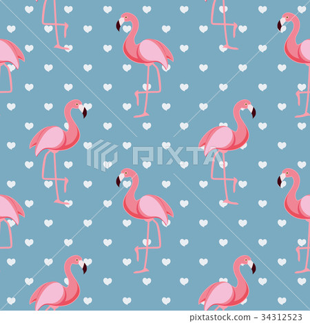 Cute Retro Seamless Flamingo Pattern Background - Stock Illustration ...