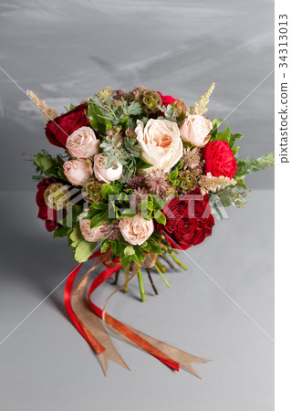 bridal beautiful bouquet made of different flowers bridal beautiful bouquet made of different flowers 34313013