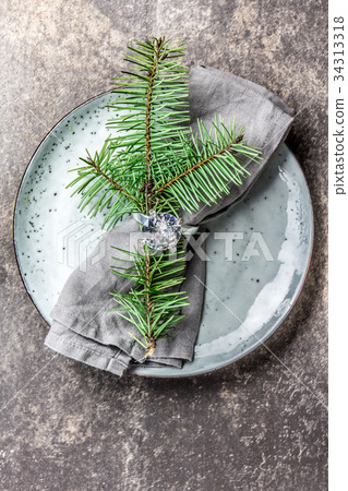 Holiday Christmas food background, cutlery, plate Holiday Christmas food background, cutlery, plate 34313318