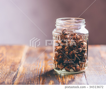 Jar of Star Anise. Jar of Star Anise. 34313672