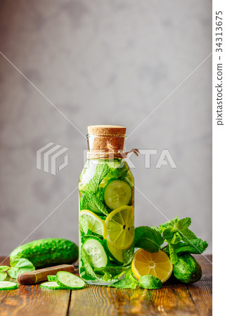 Water Infused with Lemon, Cucumber and Mint. Water Infused with Lemon, Cucumber and Mint. 34313675
