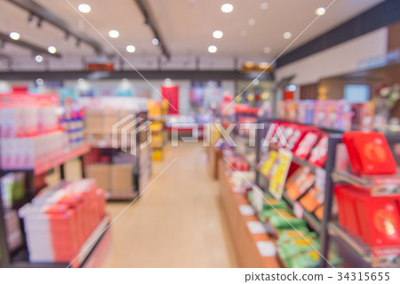 Blur of store for shopping at supermarket 34315655