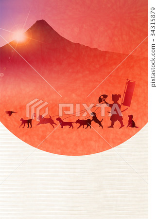 新年卡，富士山背景 34315879