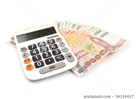 1000 baht banknotes and calculator 1000 baht banknotes and calculator 34316427