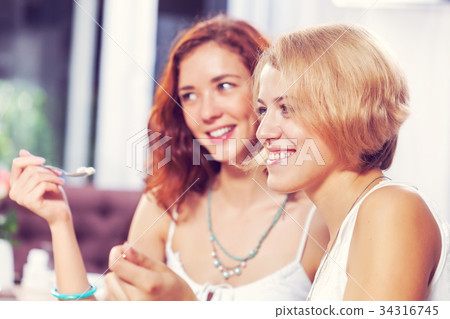 Friend chat at cafe Friend chat at cafe 34316745