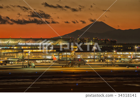 Tokyo Evening View Sunset From Mt Haneda Stock Photo 34318141 Pixta