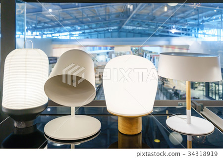 wooden desk lamps with many lampshade colors  34318919