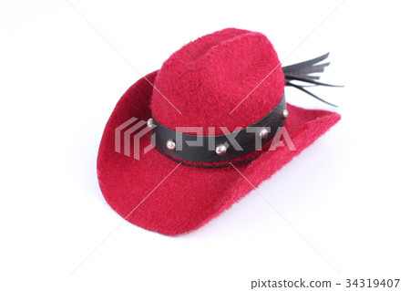 beautiful Red cloth cowboy hat isolated on white beautiful Red cloth cowboy hat isolated on white 34319407