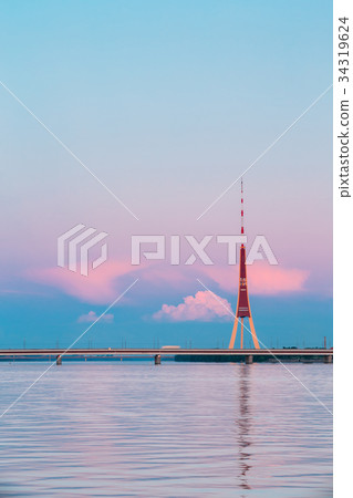 Riga, Latvia. Famous Landmark Television Tower In 34319624