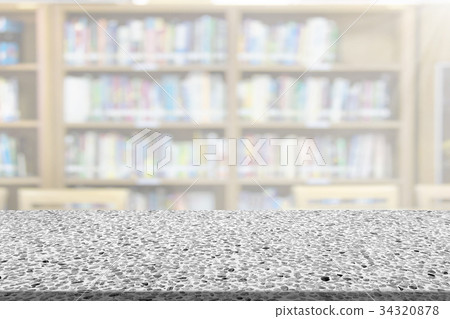 Marble table  with library blur background 34320878
