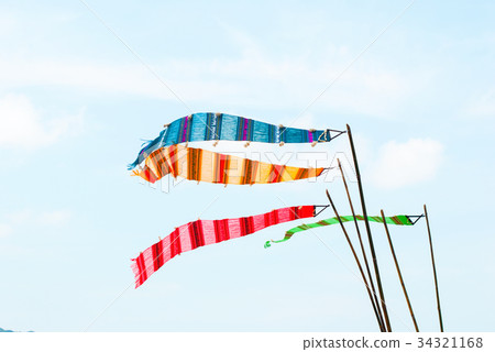 Decoration Festive Ornate Flags Songkran Holiday 34321168