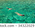 Persons snorkeling  in Zakynthos in Greece 34322029