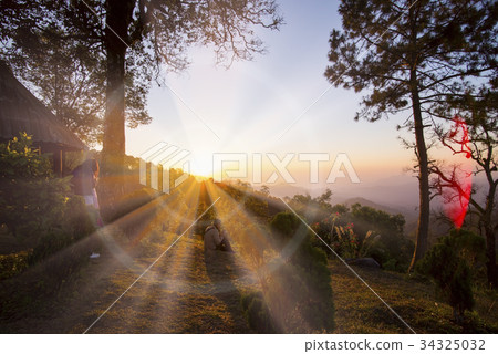 Beautiful Sun rise in Thailand, Chiangmai 34325032