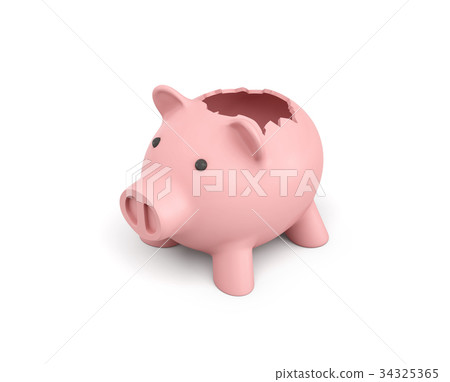 3d rendering of a pink ceramic piggy bank with a 34325365