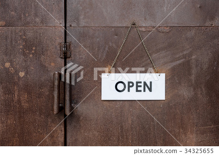 Word open hang on door, welcome sign 34325655