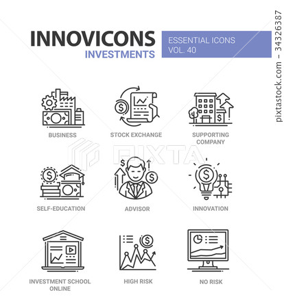 Investments - modern vector line design icons set. 34326387