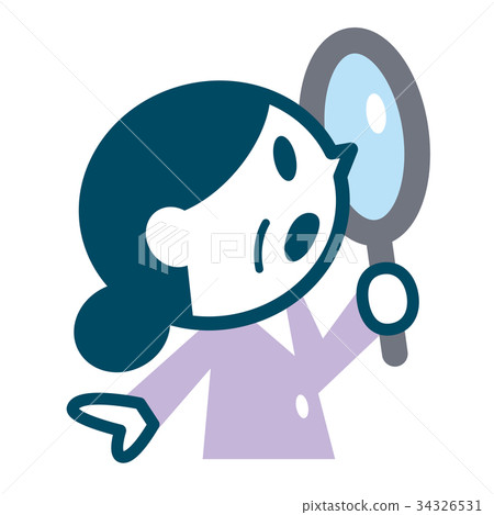 Senior woman looking into loupe Senior woman looking into loupe 34326531