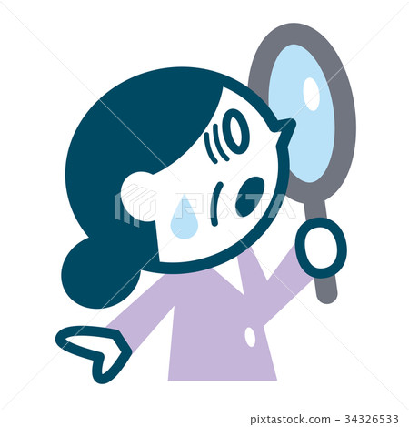 Senior woman looking into loupe 34326533