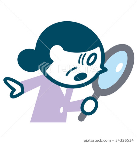 Senior woman looking into loupe Senior woman looking into loupe 34326534