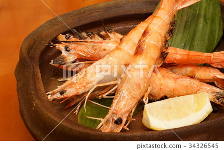 Salt-grilled angel prawns 34326545