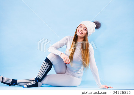 woman in thermal underwear top ang leggings 34326835