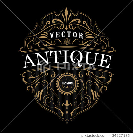 Vintage label typography Antique frame design 34327185