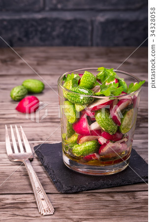 Cucamelon and radish closeup Cucamelon and radish closeup 34328058