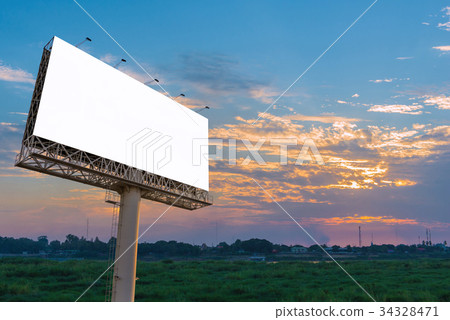 Blank billboard at twilight time for advertisement 34328471