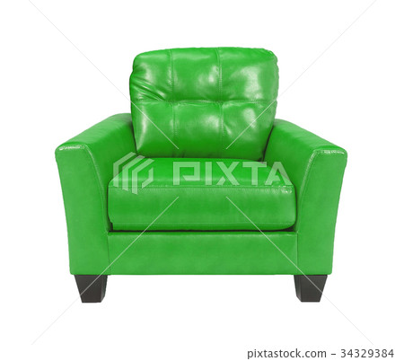 Green leather chair isolated Green leather chair isolated 34329384