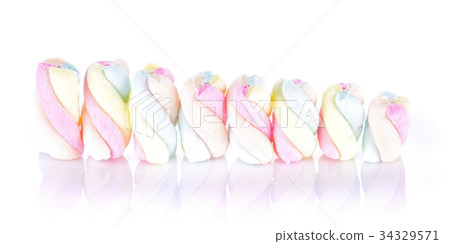 marshmallow on white background marshmallow on white background 34329571