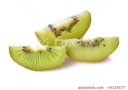 Kiwi pieces on white background Kiwi pieces on white background 34329577