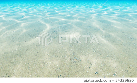 Under Blue Clear Sea Ocean Floor 3d Render Stock Illustration