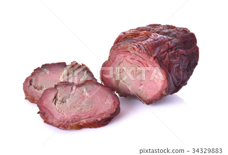 Dried beef on a white background Dried beef on a white background 34329883
