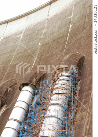 Hydroelectric power plant at concrete dam Hydroelectric power plant at concrete dam 34330123