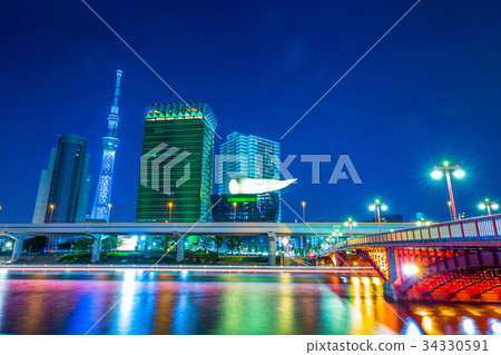 Tokyo Asakusa Sky Tree and Azumabashi Night View Tokyo Asakusa Sky Tree and Azumabashi Night View 34330591