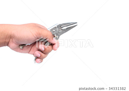 hand holding Locking Pliers on isolated 34331382