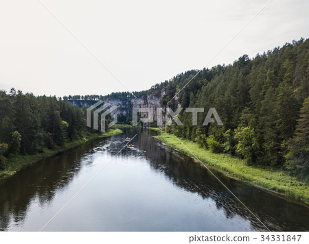 rocky landscape on the river Ai. Aerial view 34331847
