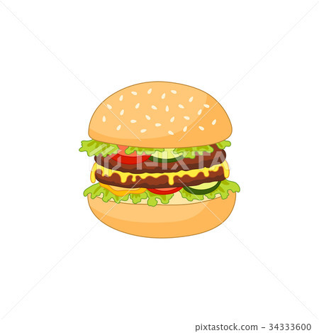 Vector burger flat isolated illustration Vector burger flat isolated illustration 34333600