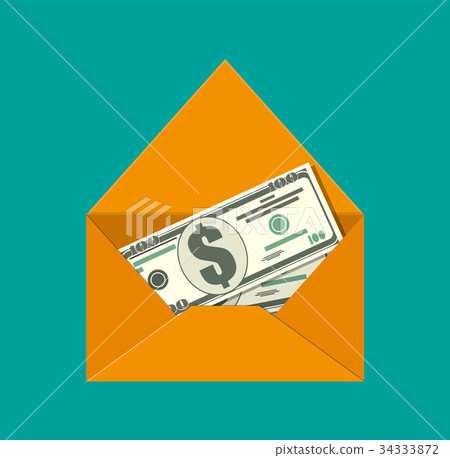 Dollar cash in envelope. Dollar cash in envelope. 34333872