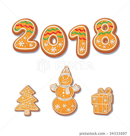 Gingerbread cookies set vector isolated 34333897