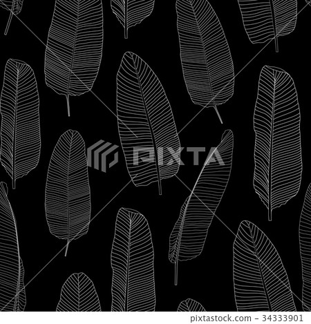 Beautifil Palm Tree Leaf  Silhouette Seamles 34333901