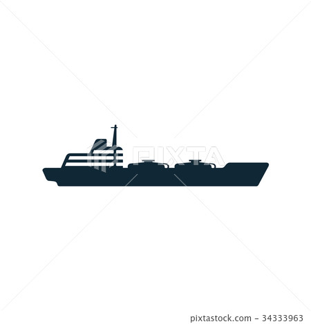 vector oil fuel tanker ship flat icon pictogram 34333963