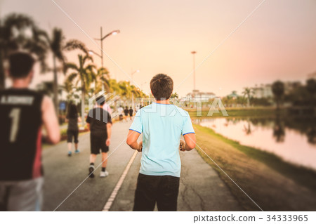 Asian men are jogging Asian men are jogging 34333965