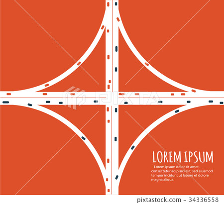 Busy highway road junction minimalistic banner. Busy highway road junction minimalistic banner. 34336558